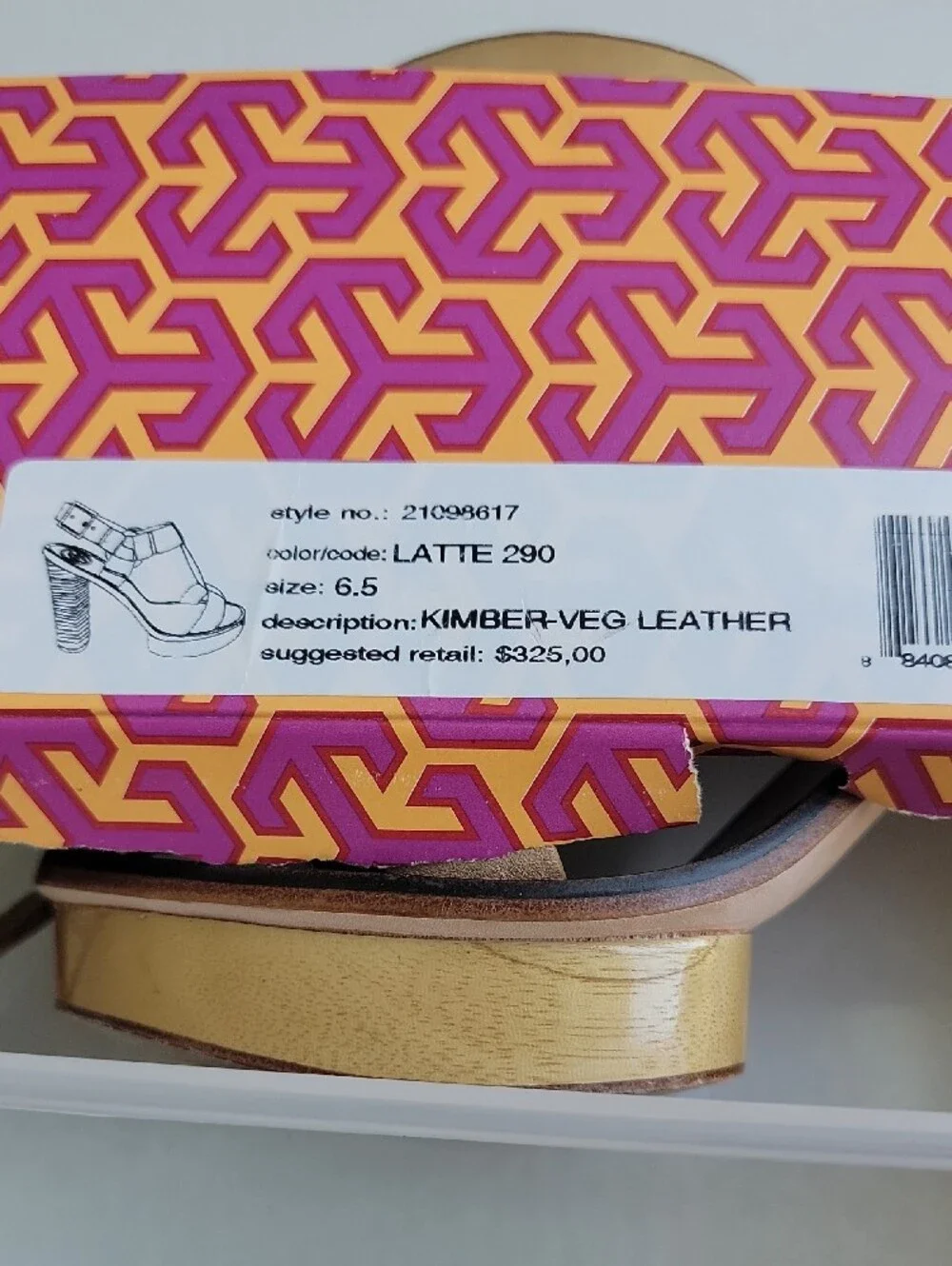 Tory Burch Beige Leather T-Strap Sandals with Gold Logo